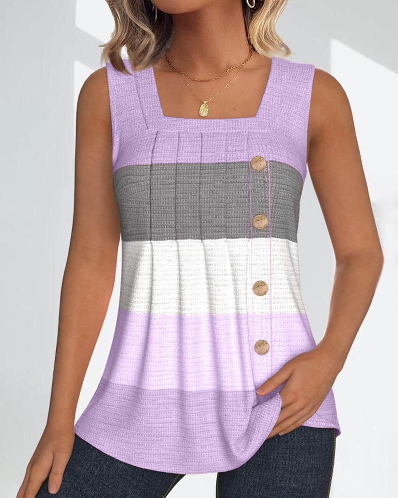 Esther - Gestreiftes Tanktop mit Knopfdetails