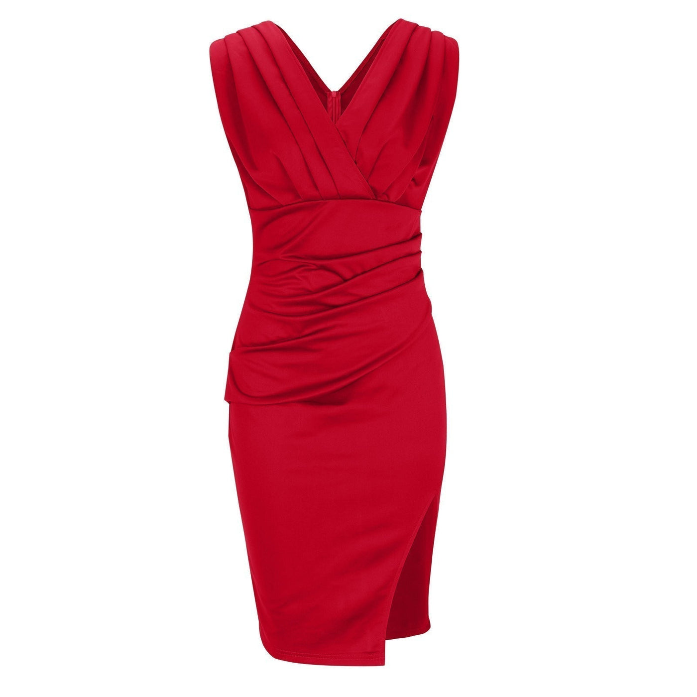 Fenna -  Tailliertes Kleid mit V-Ausschnitt und Schlitz