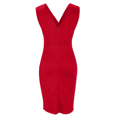 Fenna -  Tailliertes Kleid mit V-Ausschnitt und Schlitz