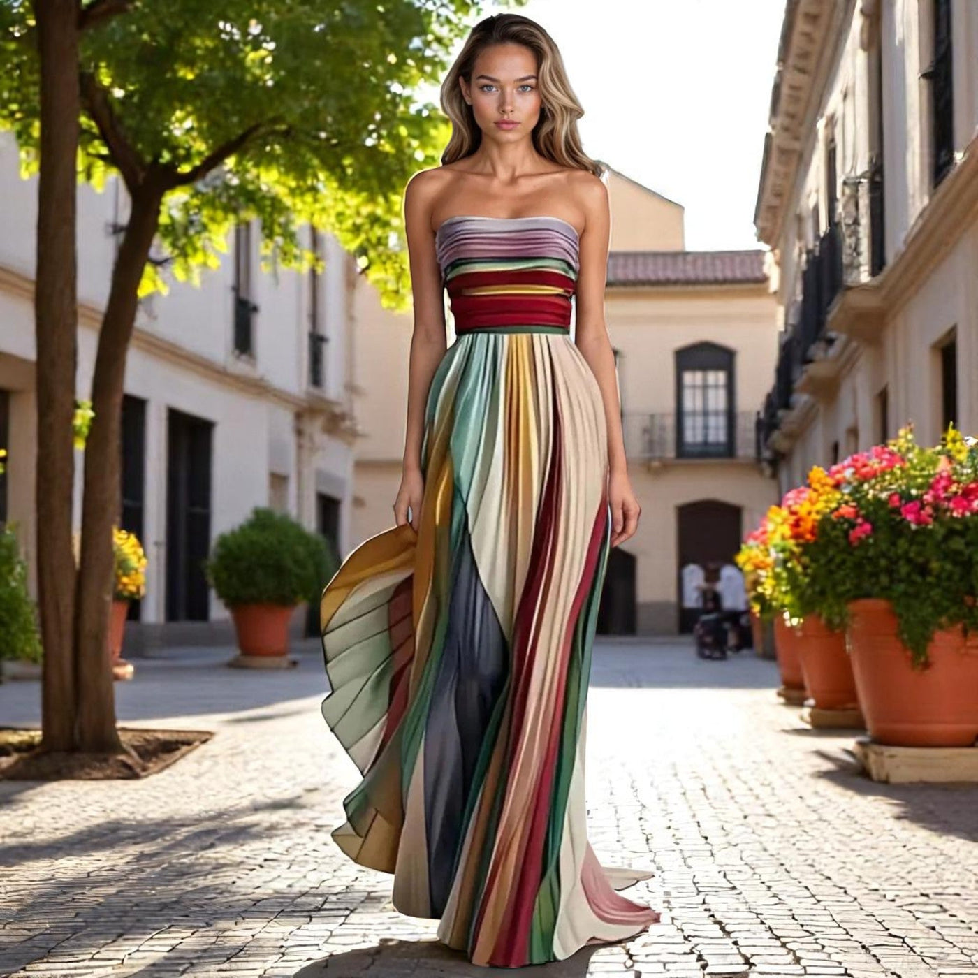 Camilla - Ärmelloses Kleid mit buntem Stil