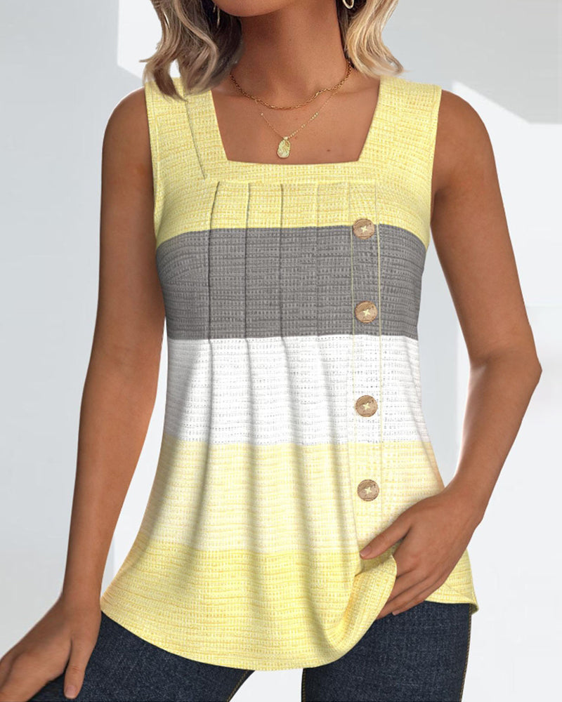 Esther - Gestreiftes Tanktop mit Knopfdetails