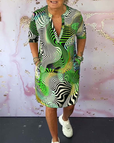 Dorothea - Bunte V-Ausschnitt Kleid