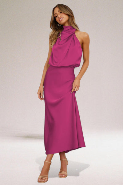 Sofia - Glammour Kleid aus Satin mit Halfter