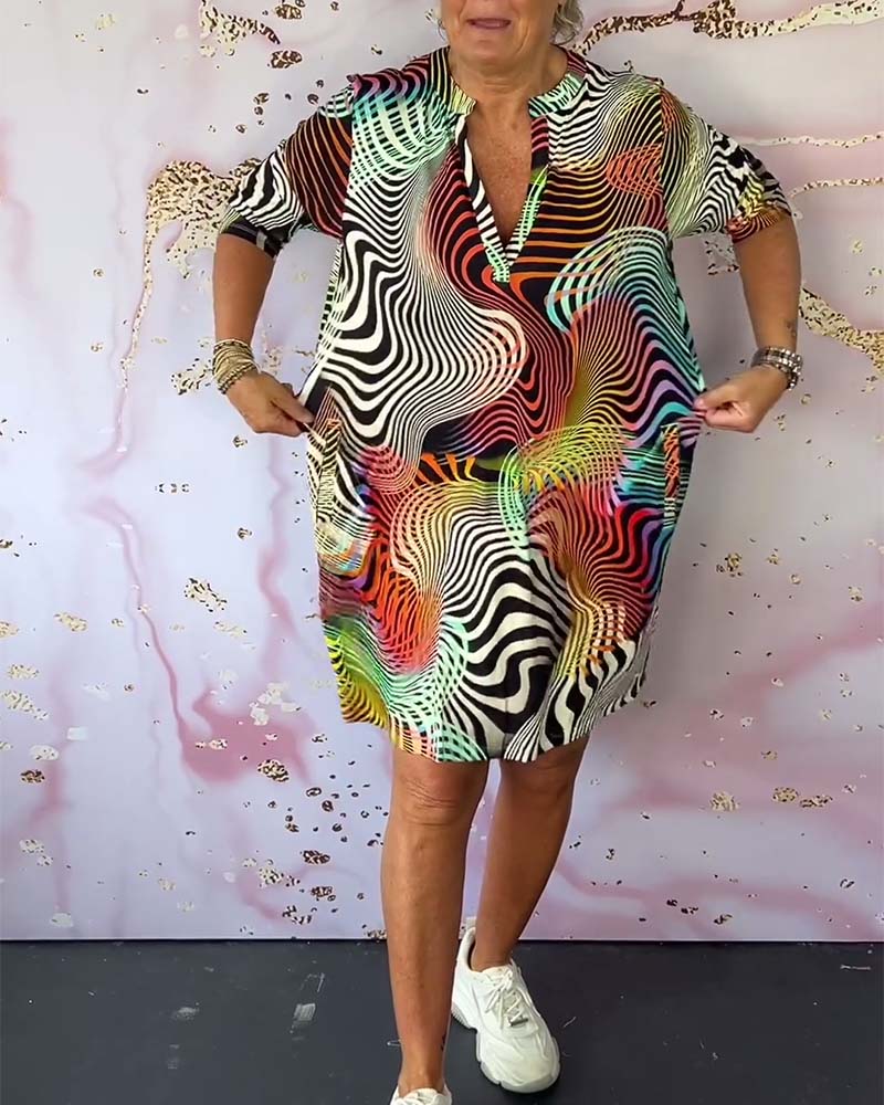 Dorothea - Bunte V-Ausschnitt Kleid