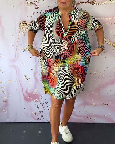 Dorothea - Bunte V-Ausschnitt Kleid