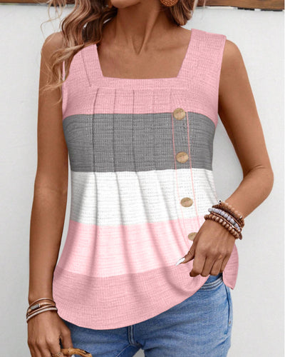 Esther - Gestreiftes Tanktop mit Knopfdetails