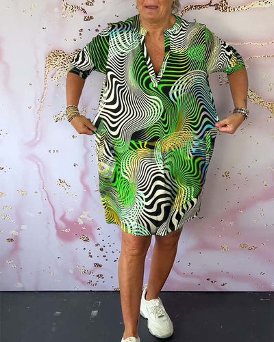 Dorothea - Bunte V-Ausschnitt Kleid