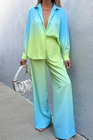 Gabriela - Lässiges Blusen- und Gradient-Hosen-Set