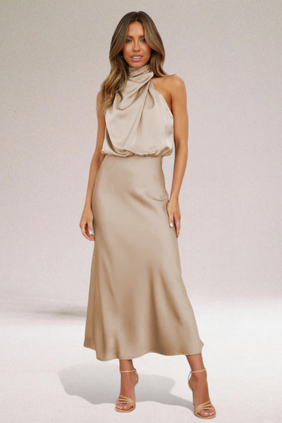 Sofia - Glammour Kleid aus Satin mit Halfter