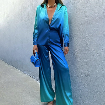 Gabriela - Lässiges Blusen- und Gradient-Hosen-Set