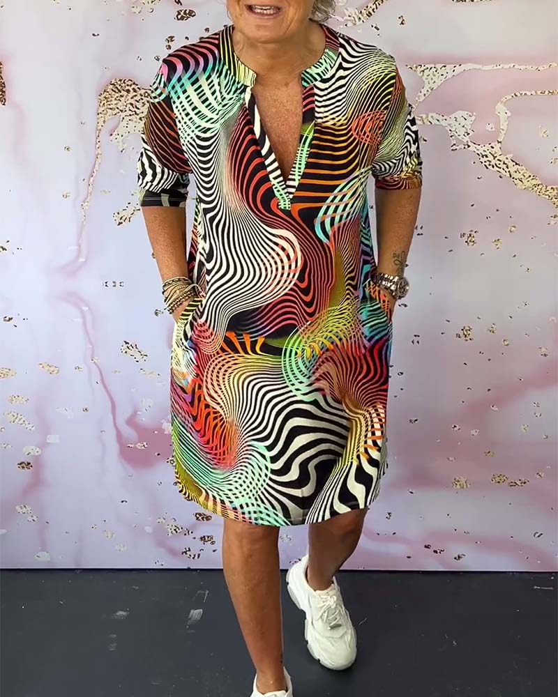 Dorothea - Bunte V-Ausschnitt Kleid
