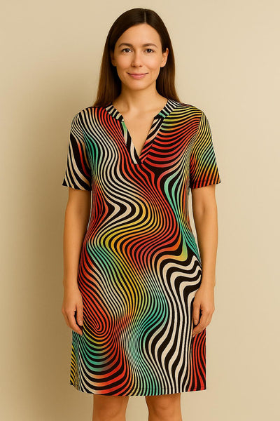 Dorothea - Bunte V-Ausschnitt Kleid