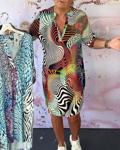 Dorothea - Bunte V-Ausschnitt Kleid
