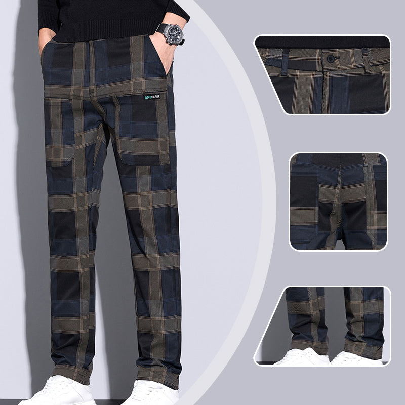 Peter - Herren Karierte Freizeithose mit Taschen