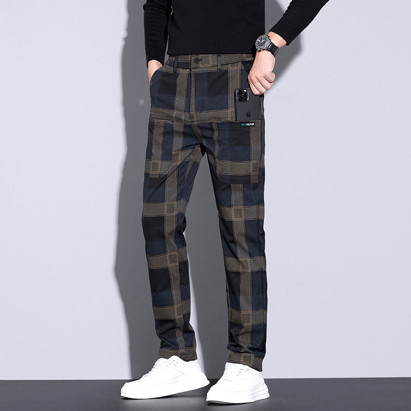 Peter - Herren Karierte Freizeithose mit Taschen