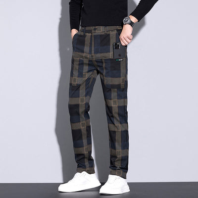 Peter - Herren Karierte Freizeithose mit Taschen