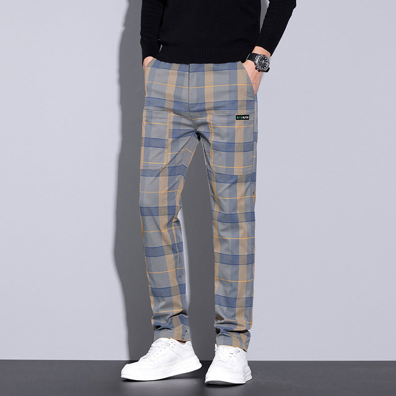 Peter - Herren Karierte Freizeithose mit Taschen