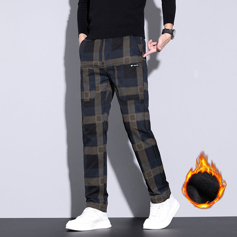 Peter - Herren Karierte Freizeithose mit Taschen