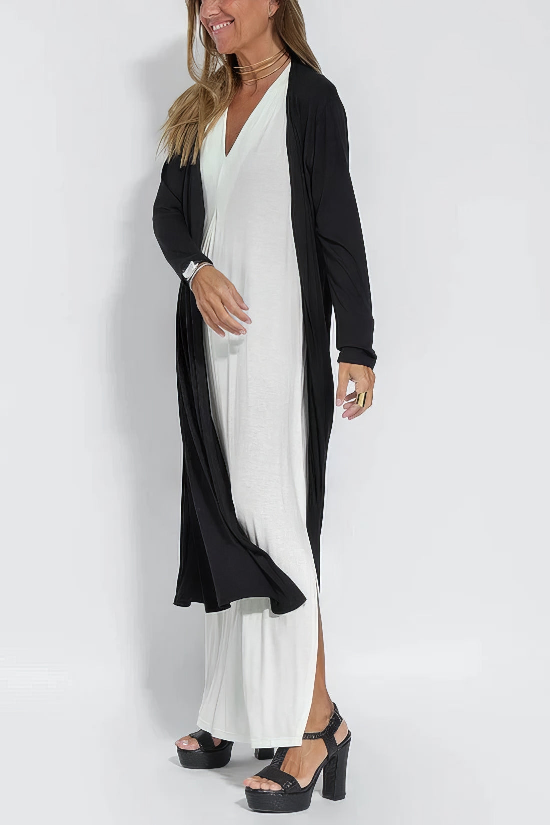 Katja - Elegantes Langkleid mit Passendem Cardigan als Geschenk