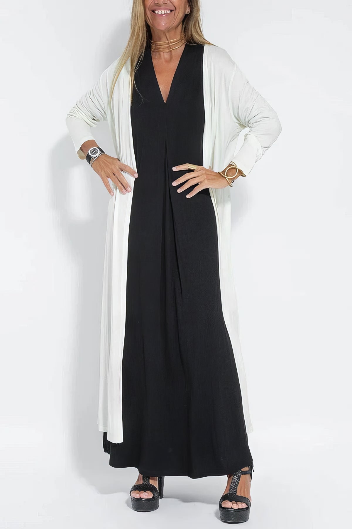 Katja - Elegantes Langkleid mit Passendem Cardigan als Geschenk